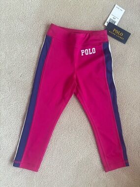 Polo by Ralph Lauren Bright Pink & Navy Girls' Athletic Leggings